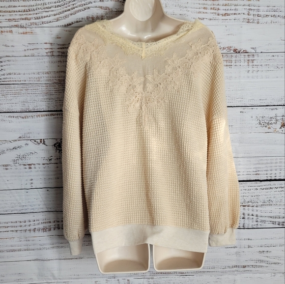 (SOLD ON MERC) Listicle lace waffle knit top (Final Price) - Picture 5 of 5